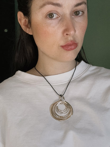 silver geometric pendant necklace