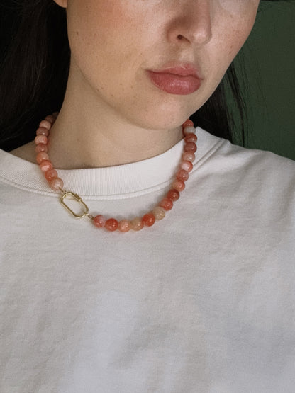 firecracker beaded carabiner necklace