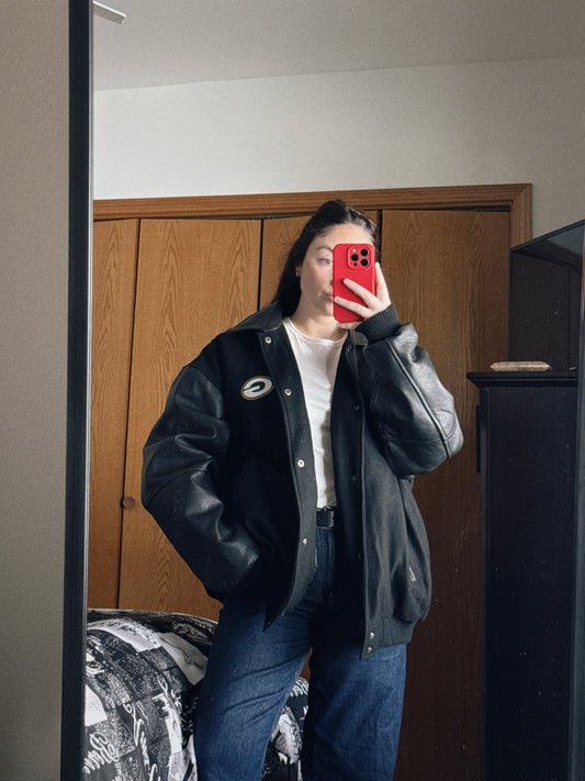 green bay packers wool & leather jacket