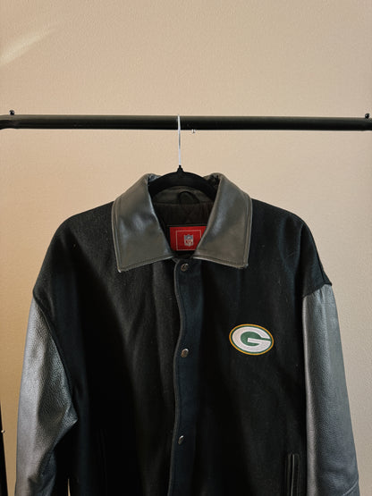 green bay packers wool & leather jacket