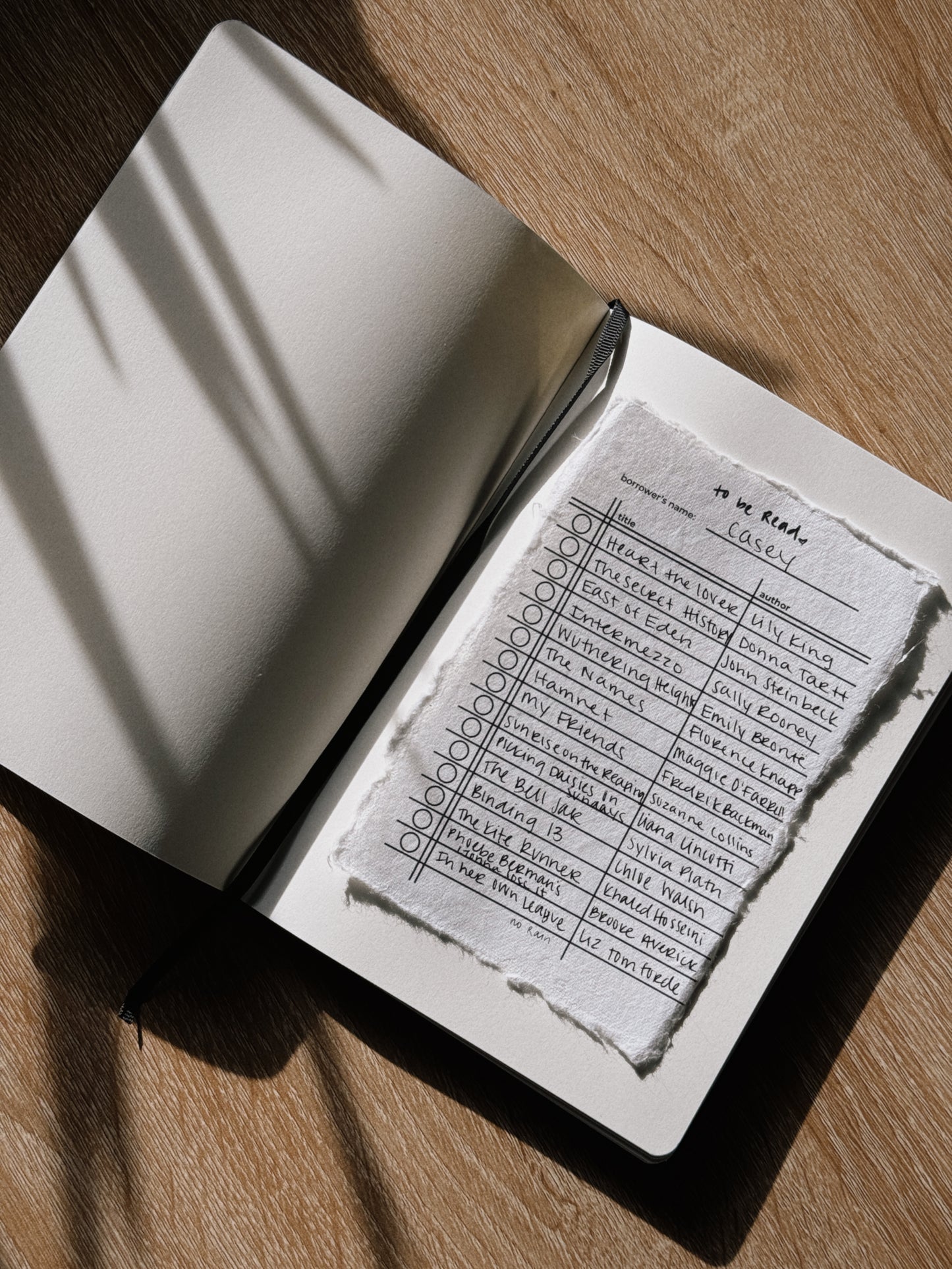 book to be read card