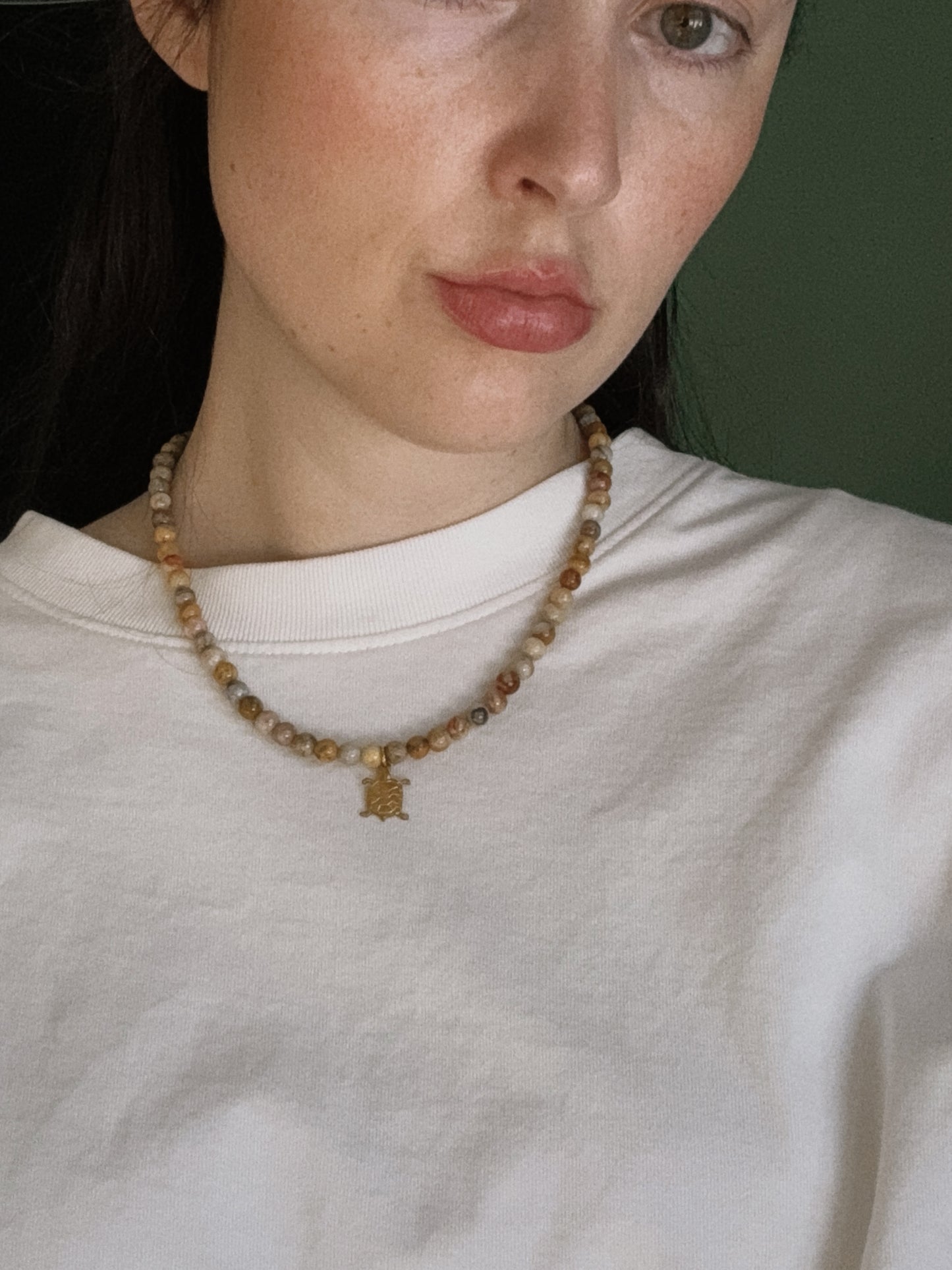 brass turtle beaded necklace