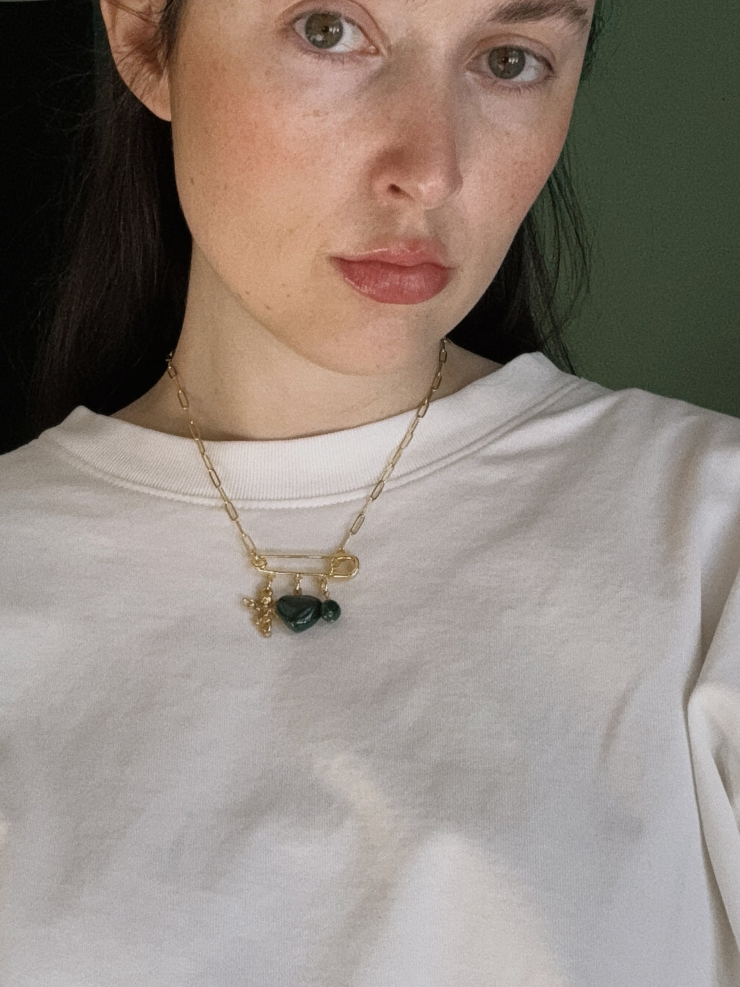 cupid heart safety pin necklace I