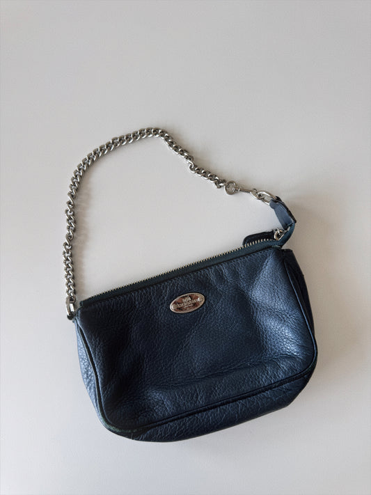 small blue coach handbag