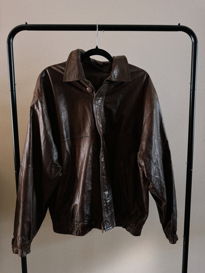 brown leather jacket