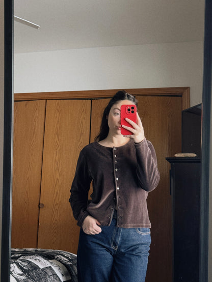 brown velvet cardigan