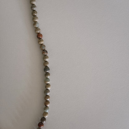 aqua jasper beaded necklace with shell pendant