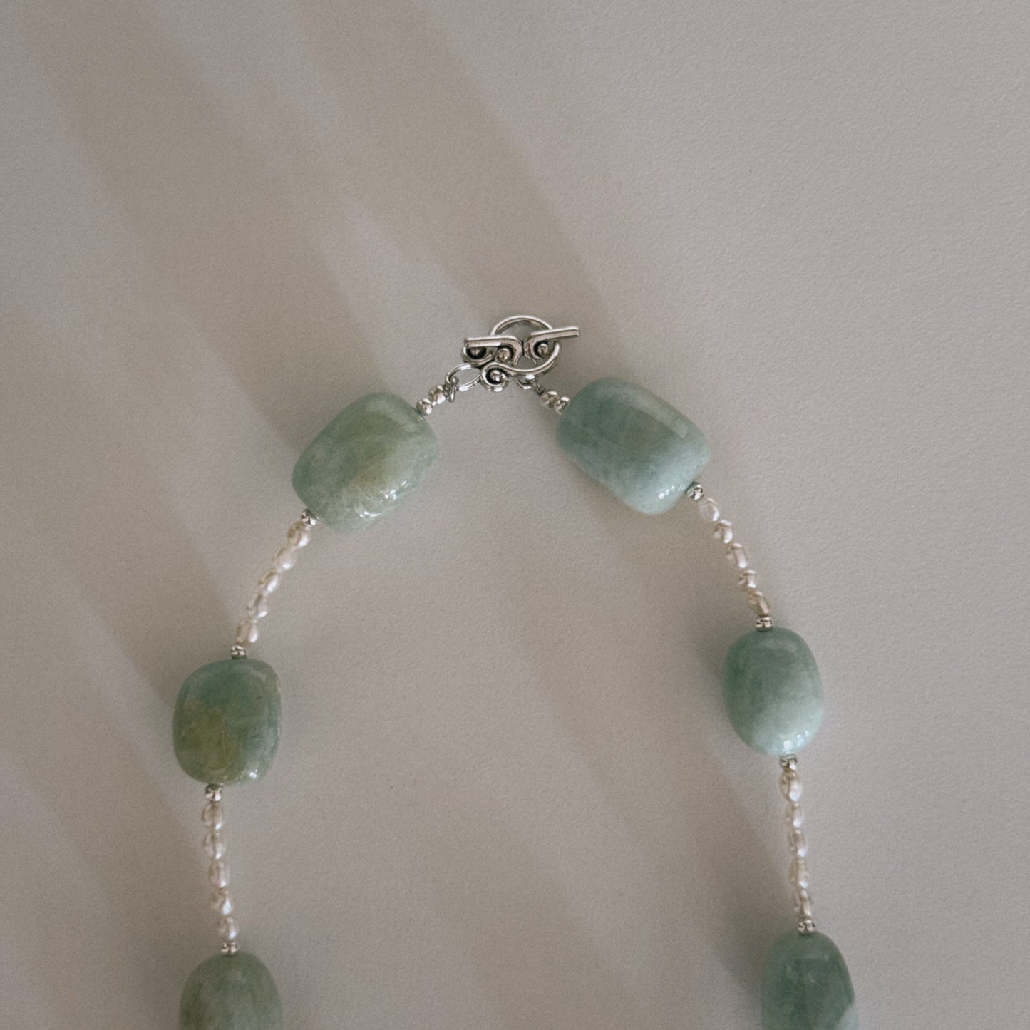 aquamarine & pearl beaded necklace