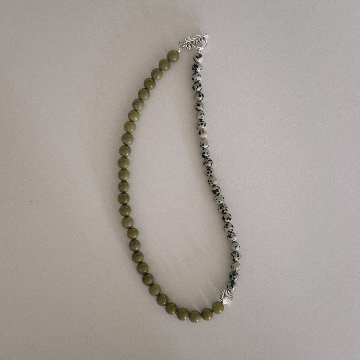 avocado & dalmation beaded necklace
