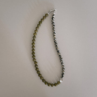 avocado & dalmation beaded necklace