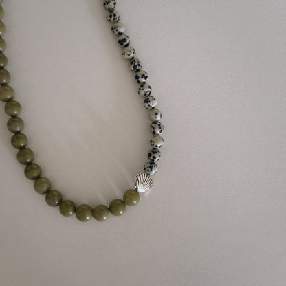 avocado & dalmation beaded necklace