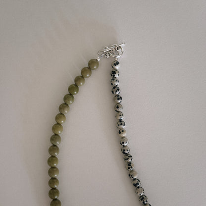 avocado & dalmation beaded necklace