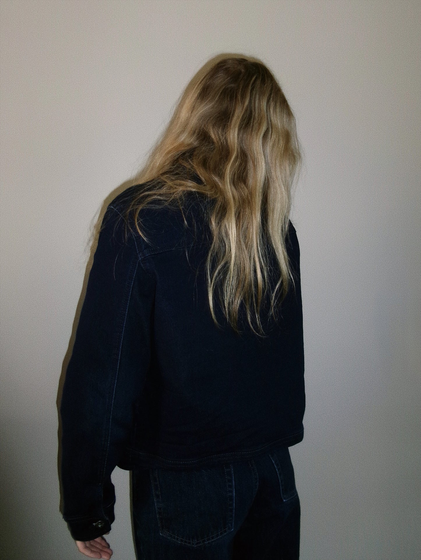 vintage dark wash denim top back