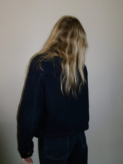 vintage dark wash denim top back