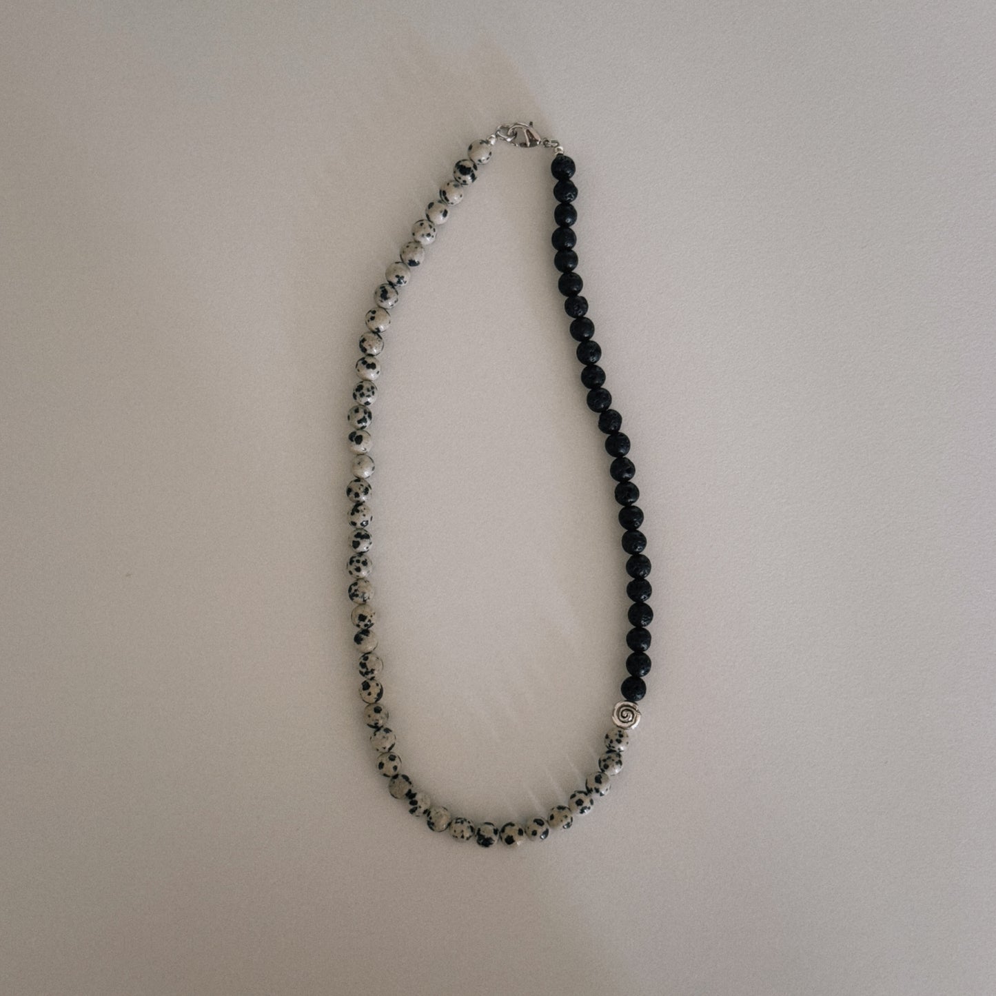 black lava & dalmation beaded necklace
