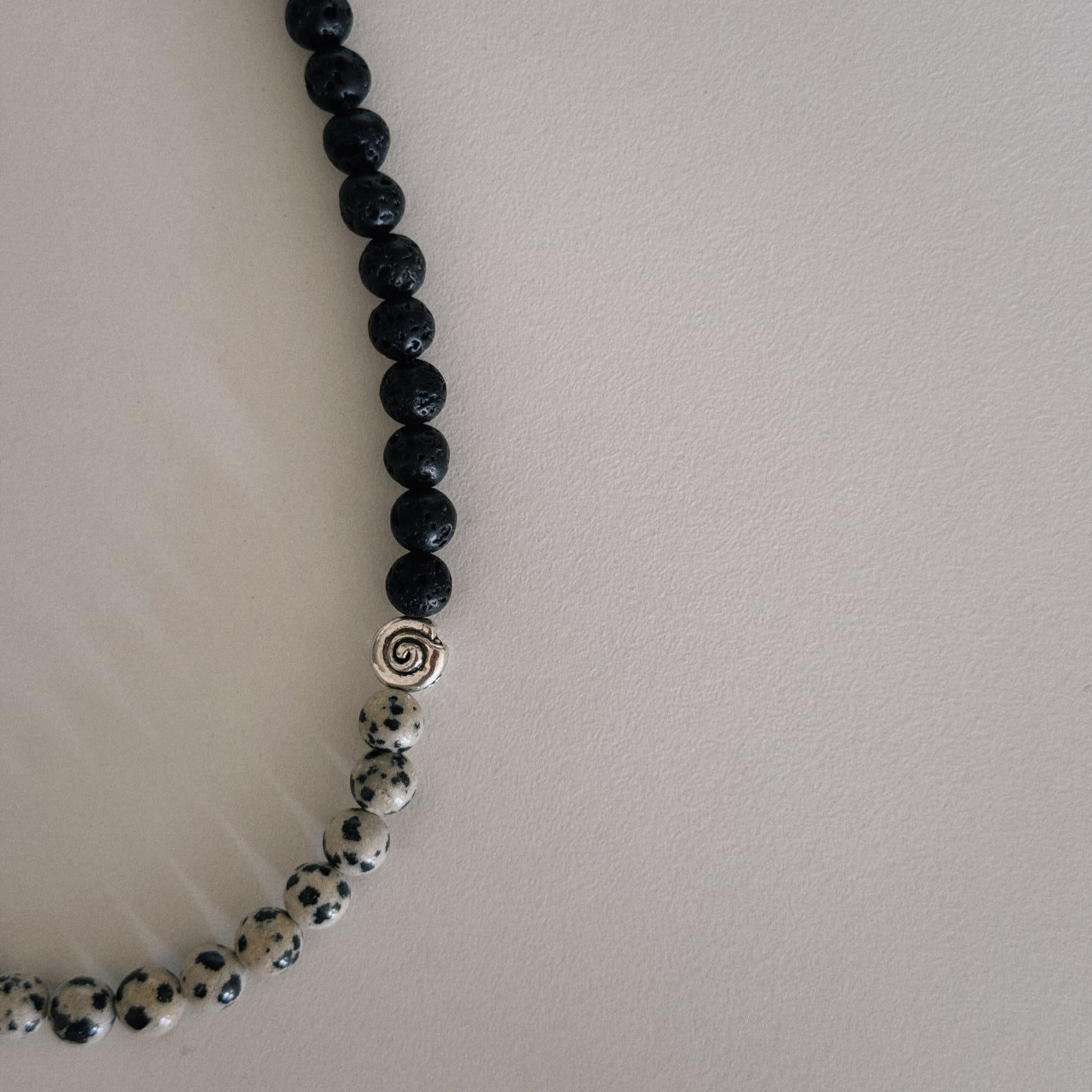 black lava & dalmation beaded necklace