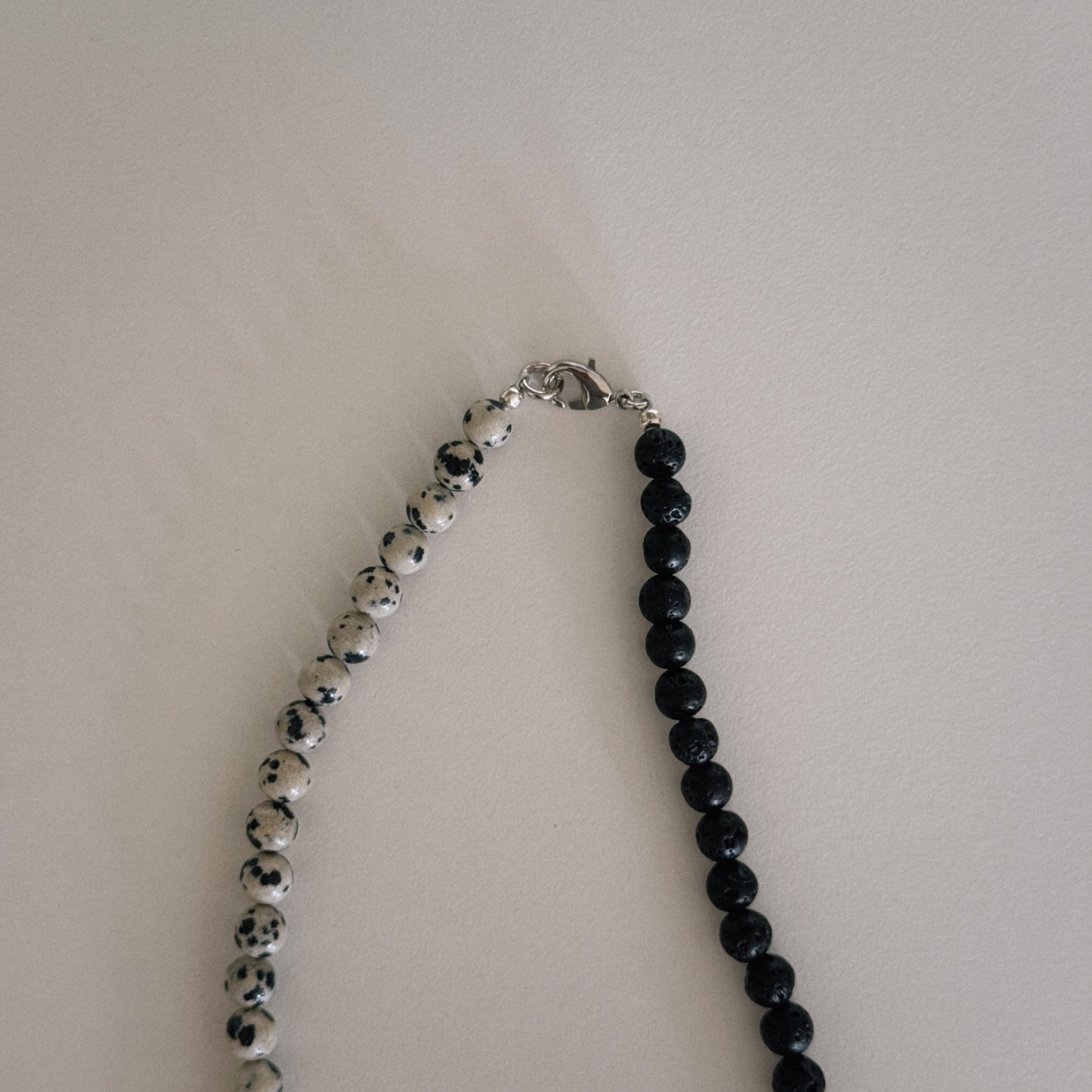 black lava & dalmation beaded necklace