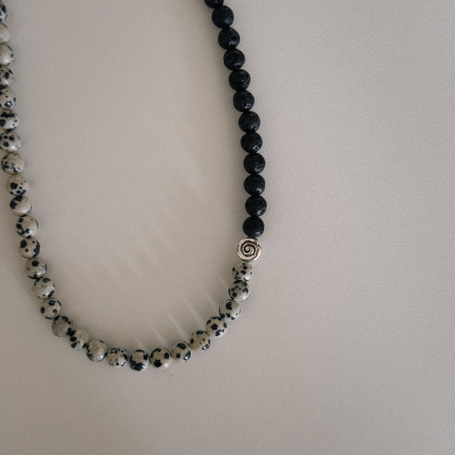 black lava & dalmation beaded necklace