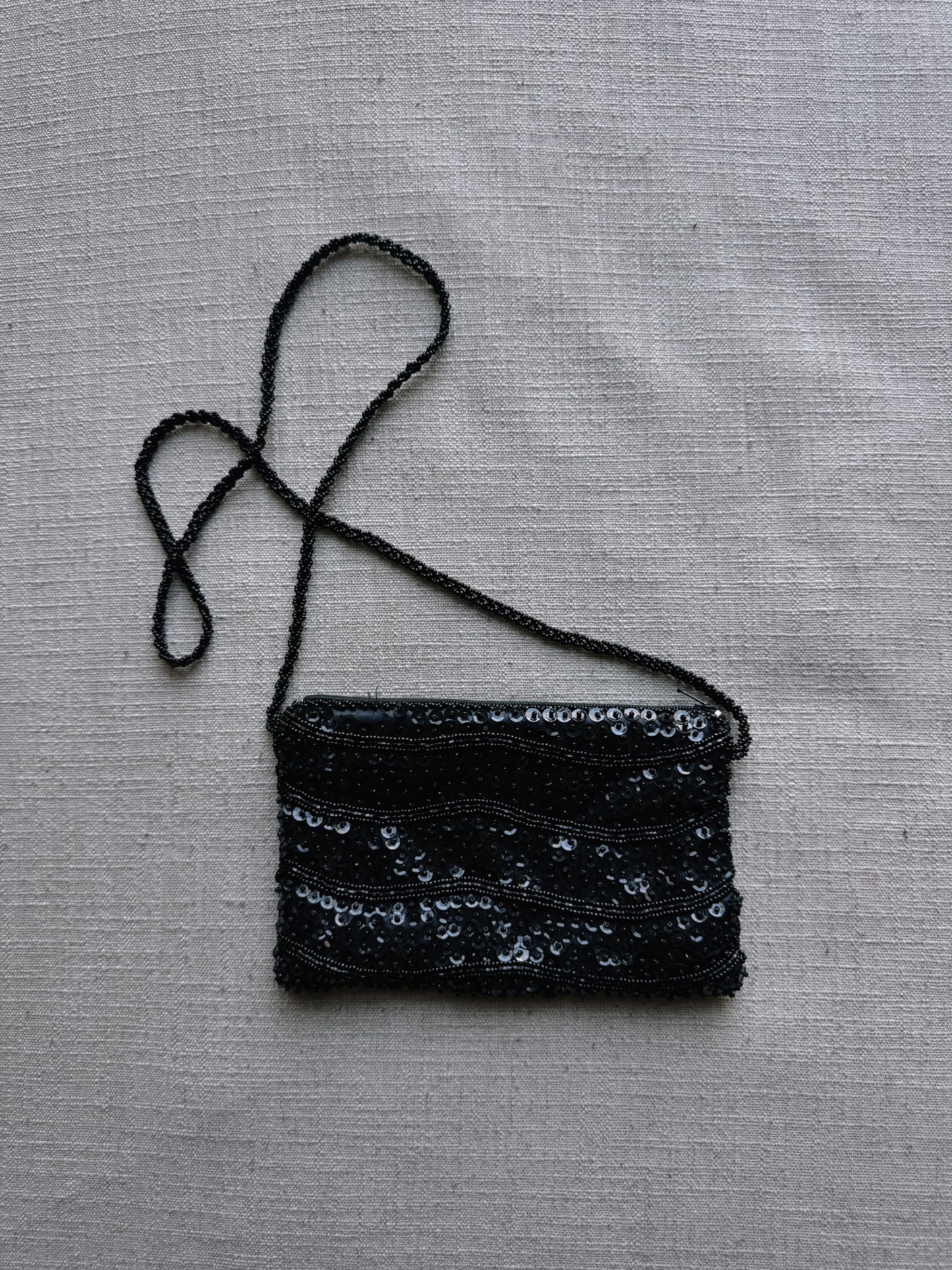 black sequin bag