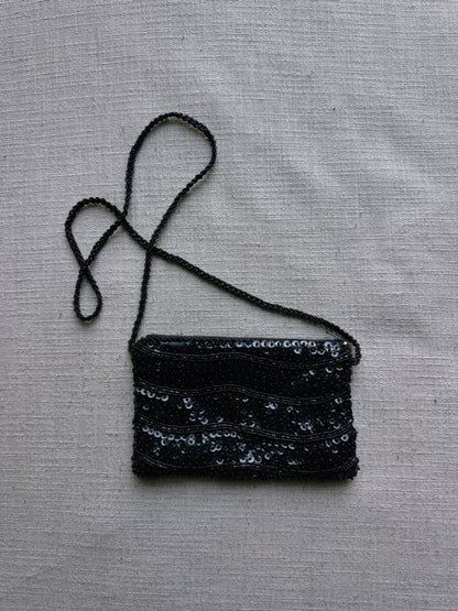 black sequin bag