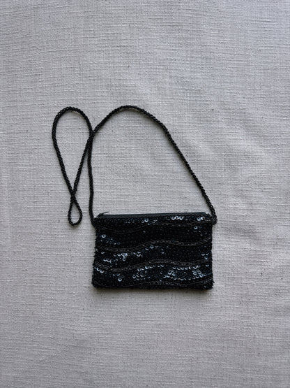 black sequin bag