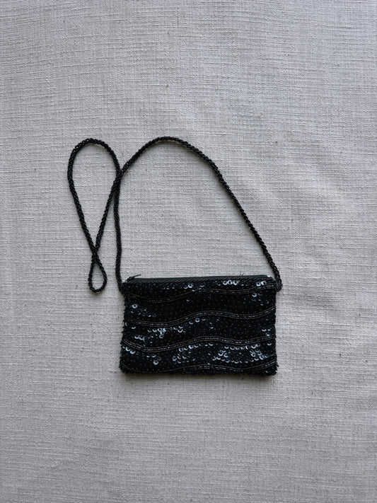 black sequin bag