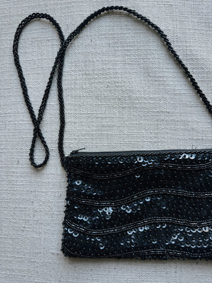 black sequin bag