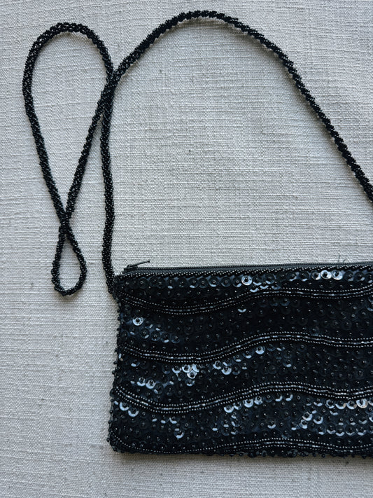 black sequin bag