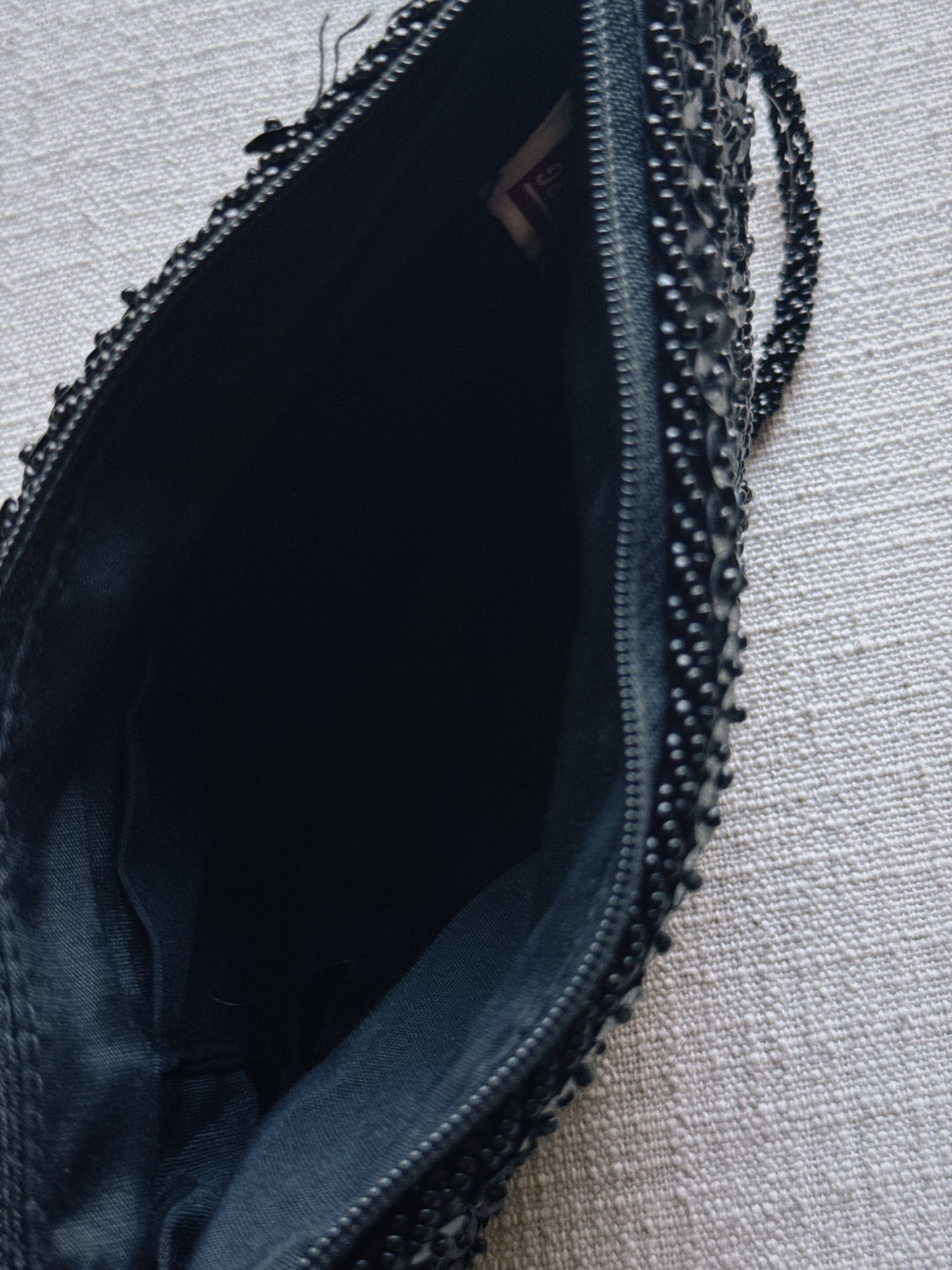 black sequin bag