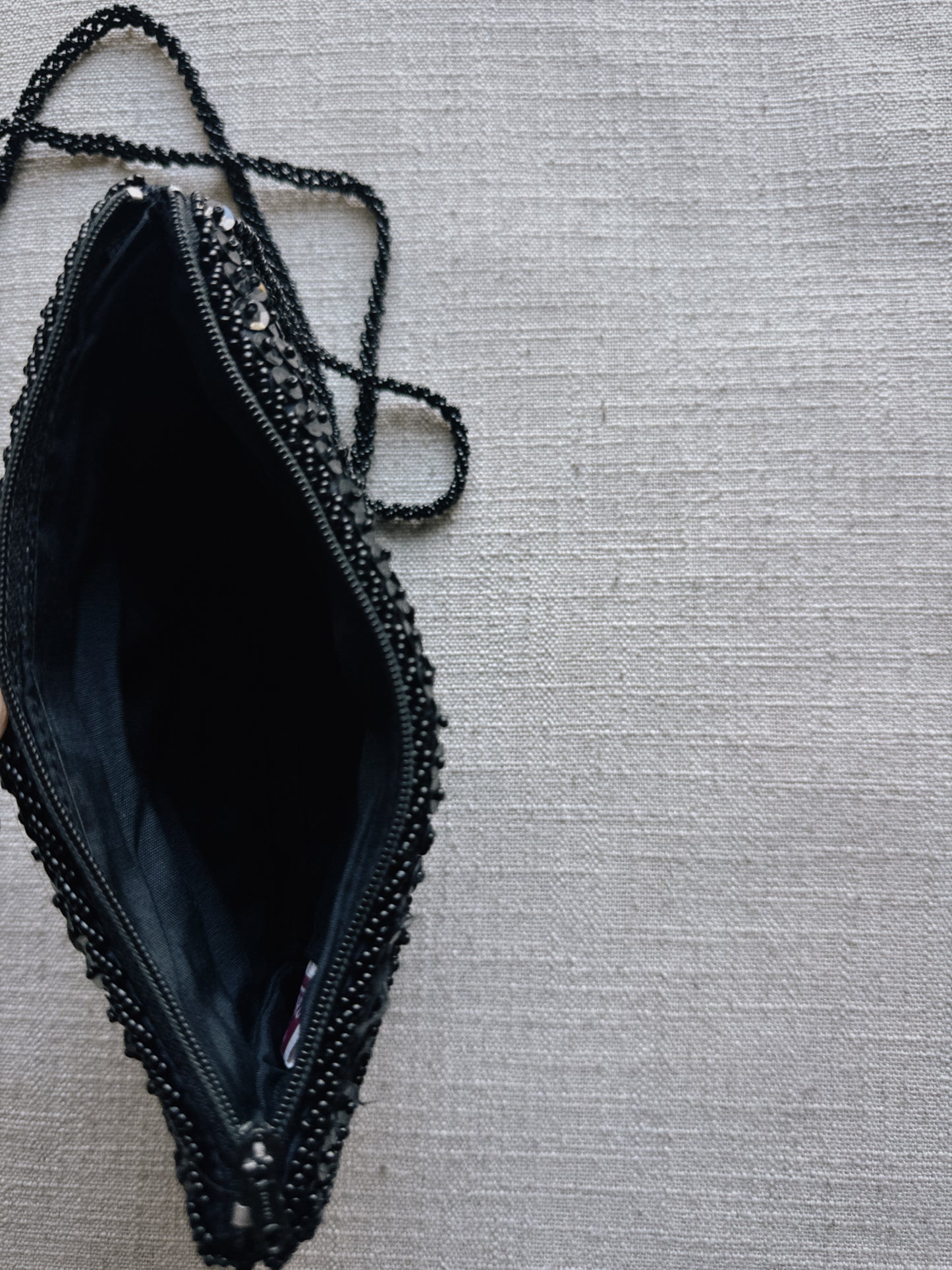black sequin bag