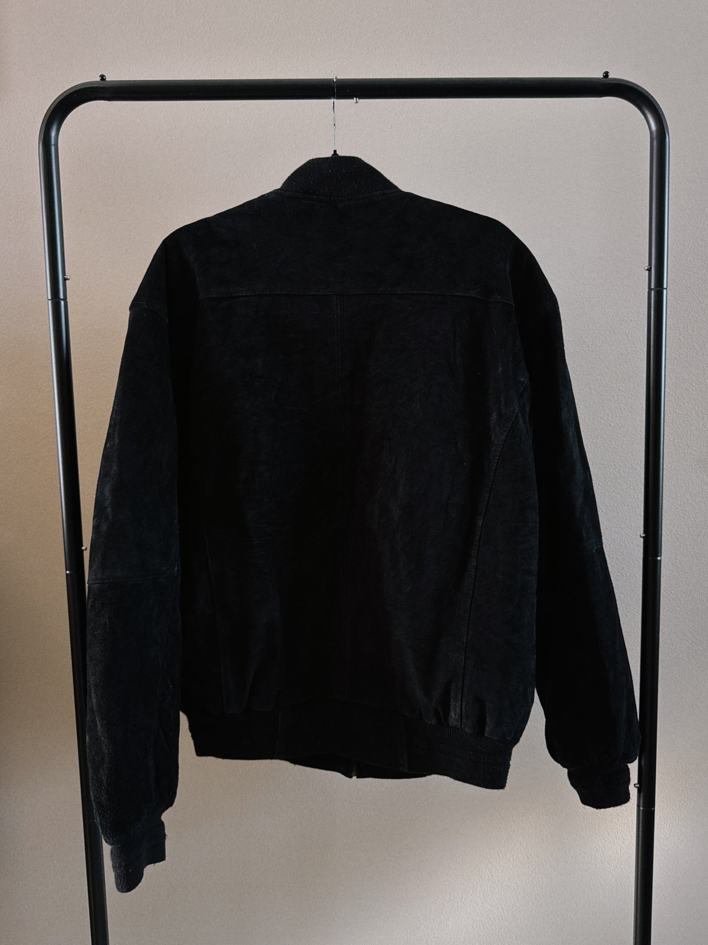 black suede bomber jacket