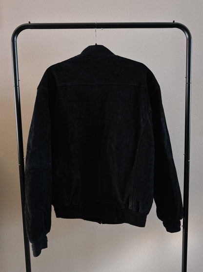 black suede bomber jacket