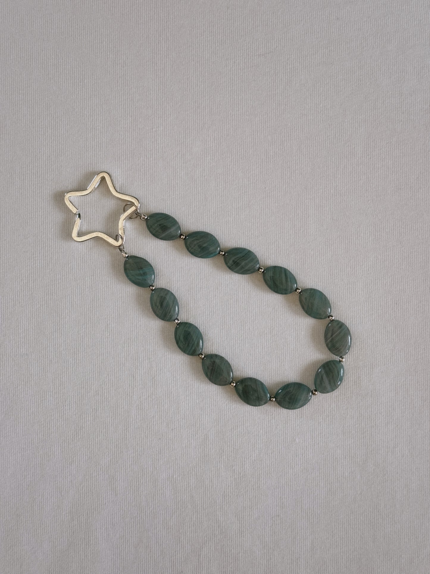 blue swirl beaded star keychain