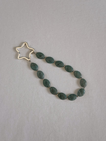 blue swirl beaded star keychain