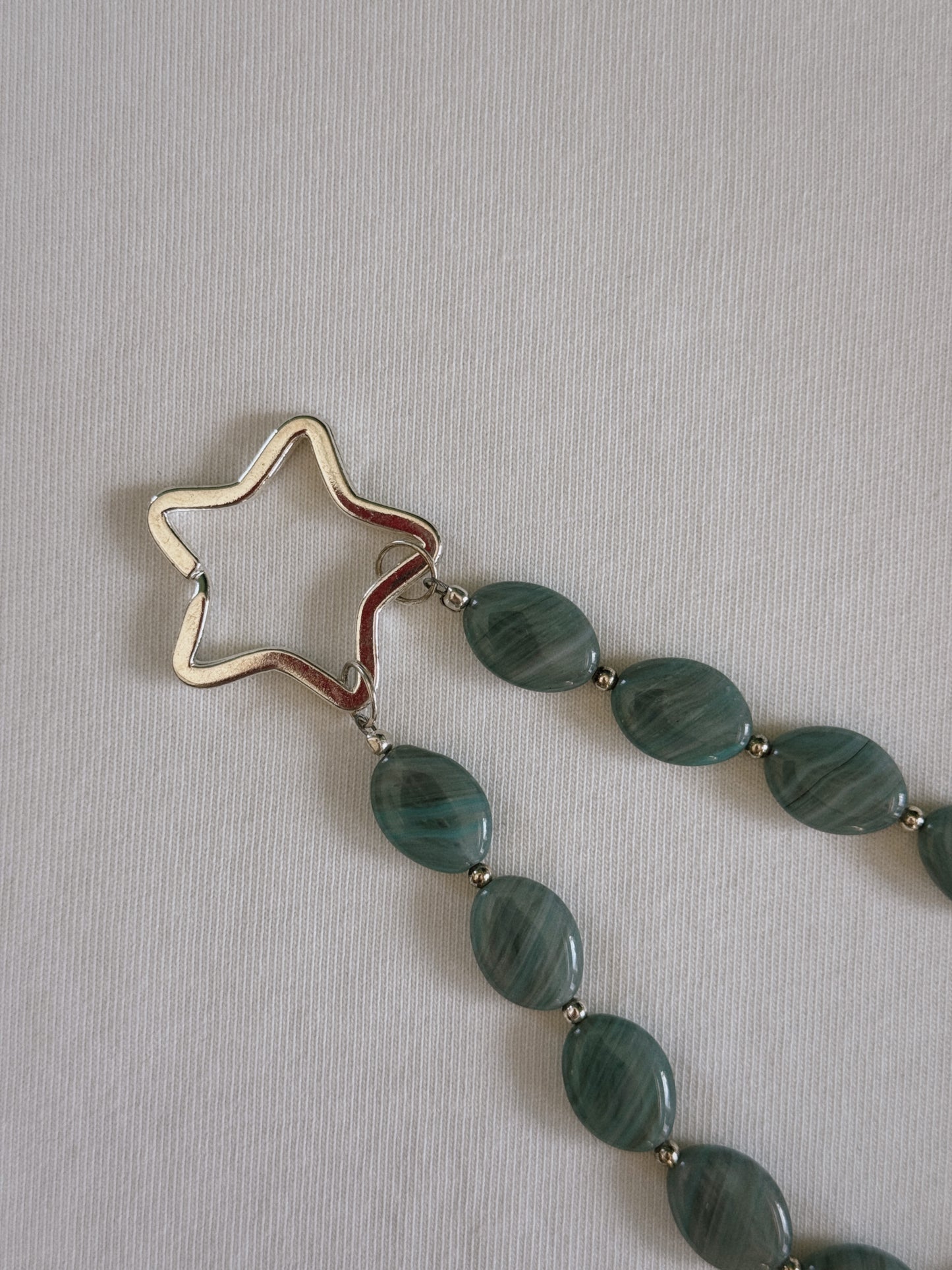 blue swirl beaded star keychain