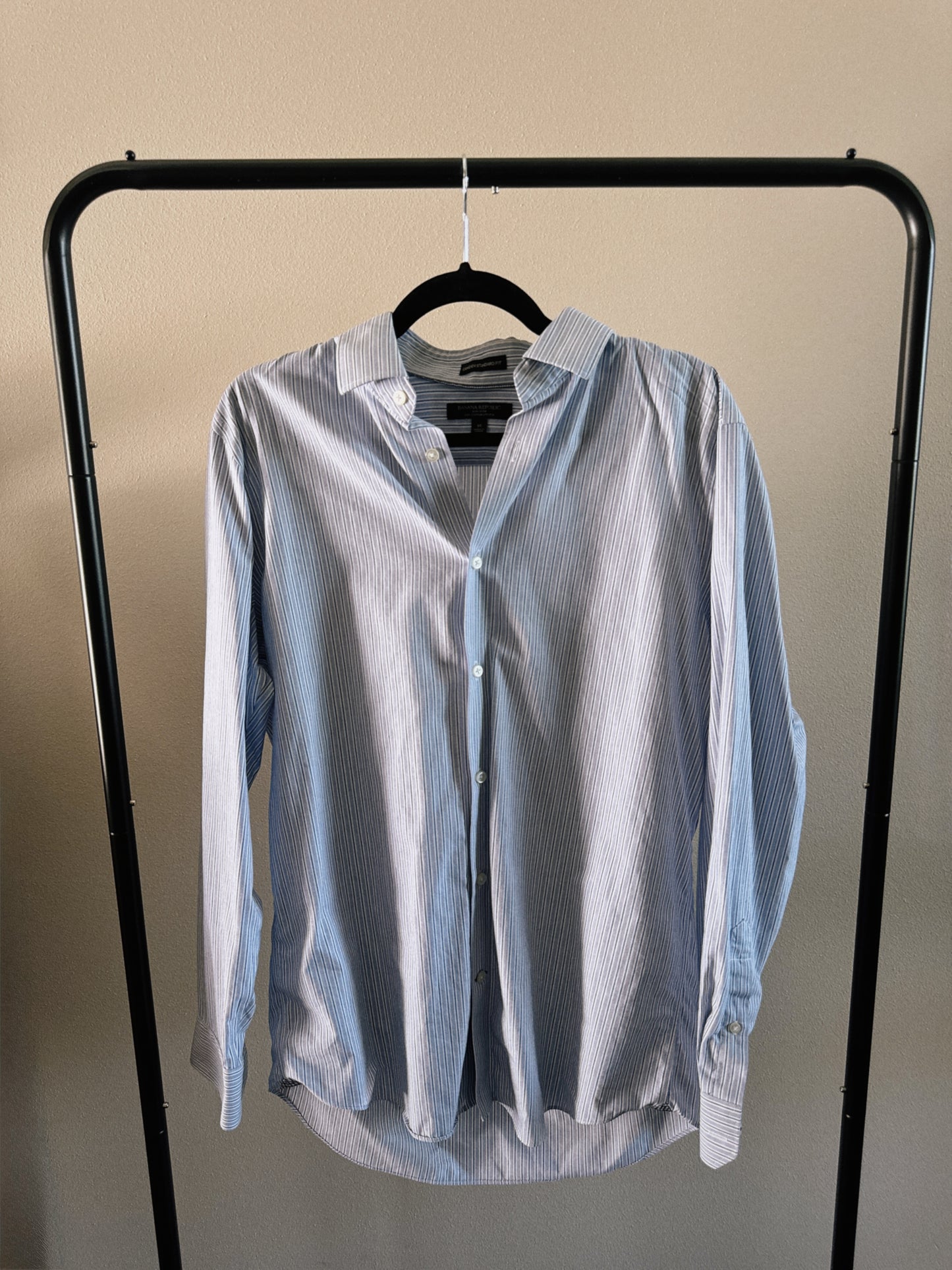 blue striped button down