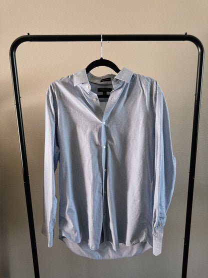 blue striped button down