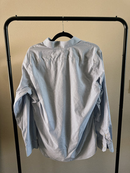 blue striped button down
