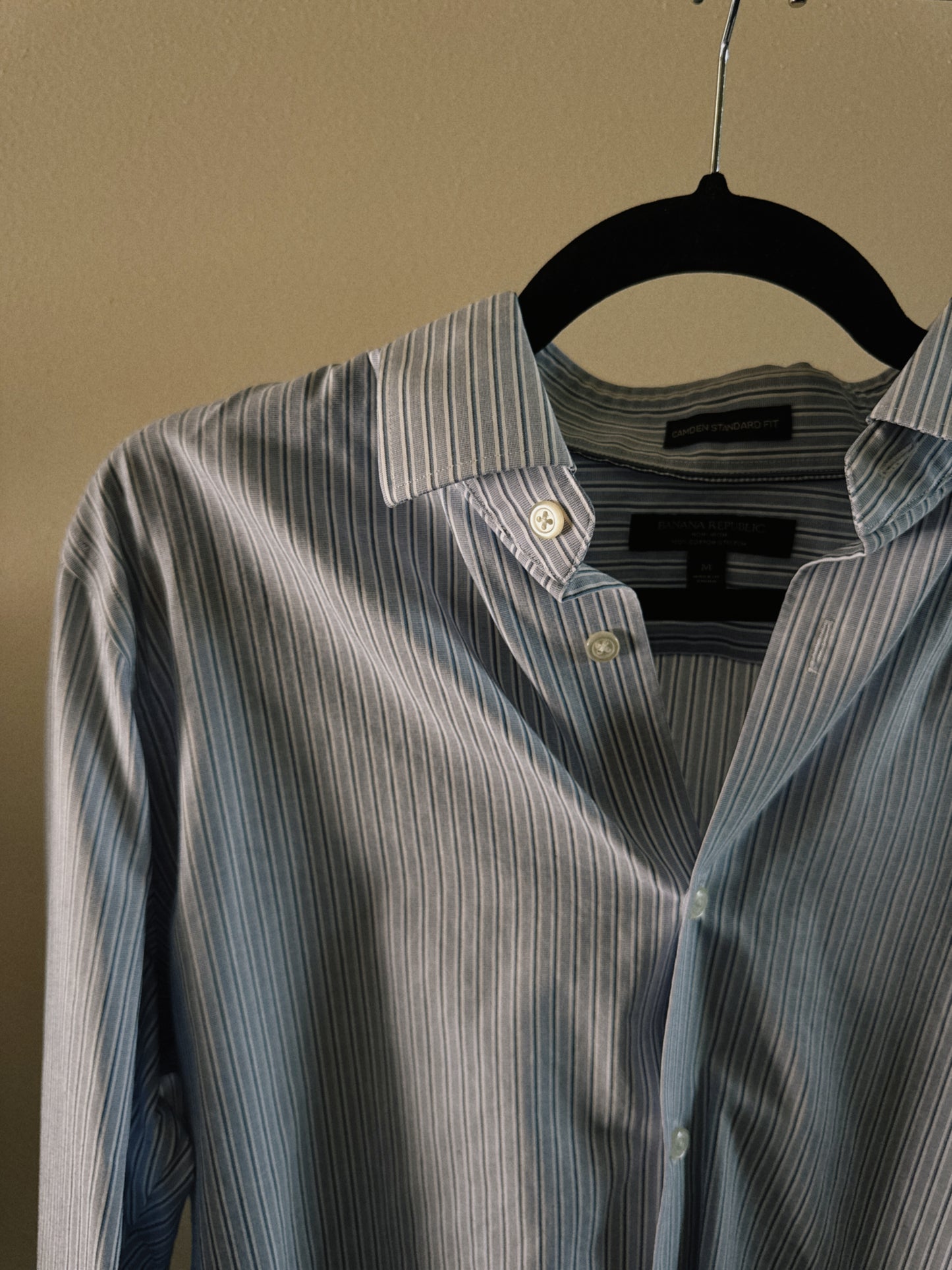 blue striped button down