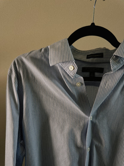 blue striped button down