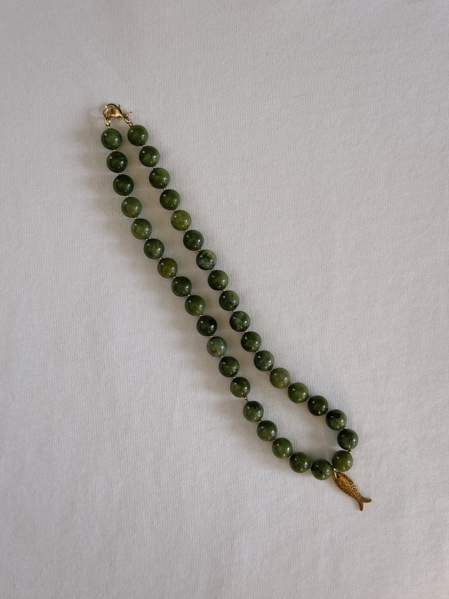 brass fish beaded necklace