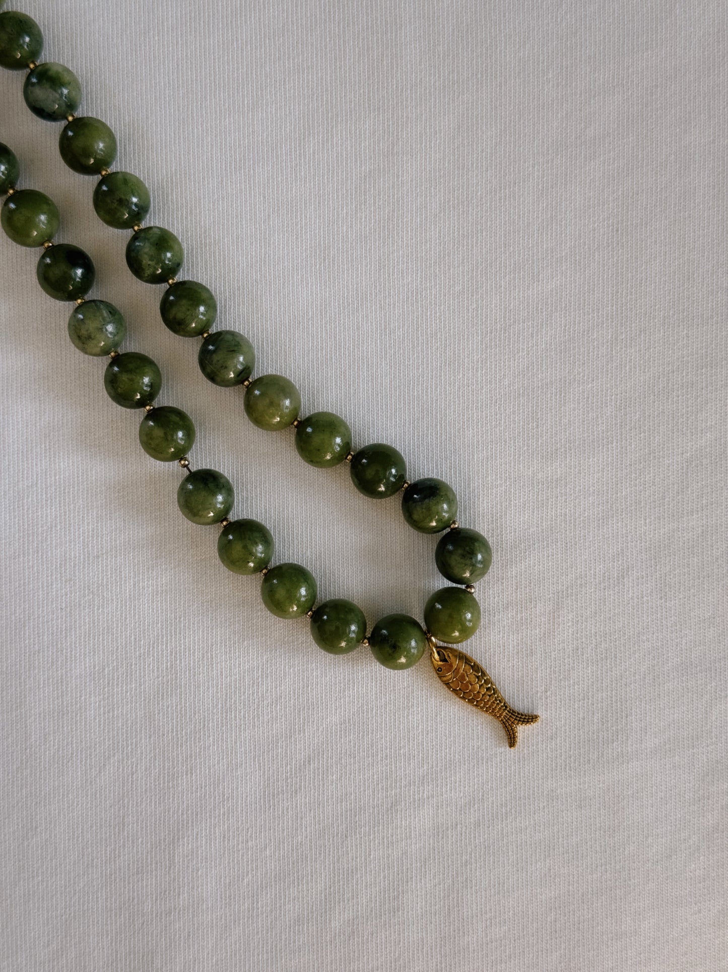 brass fish beaded necklace