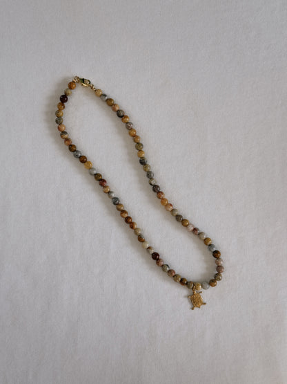 brass turtle beaded necklace