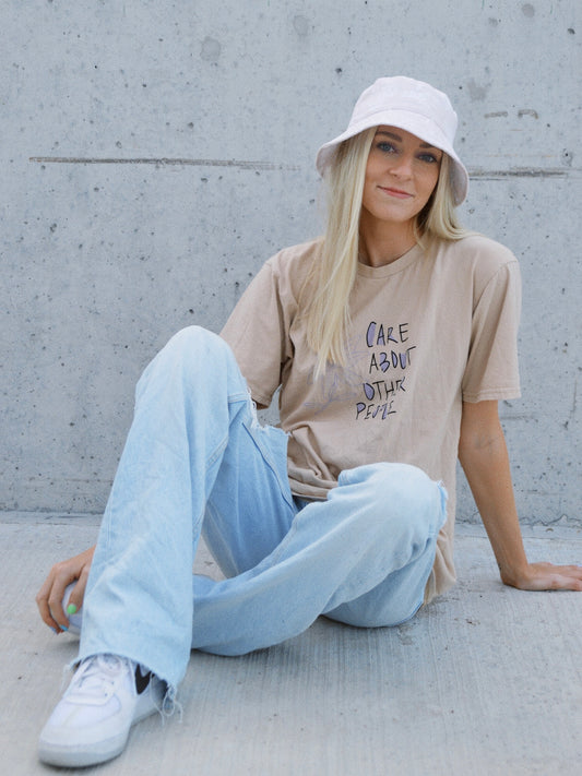 care about other people graphic tee in mushroom