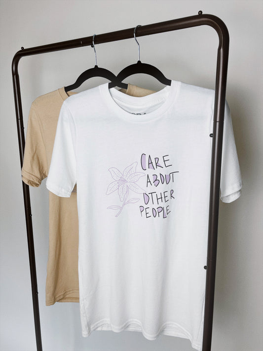 care about other people graphic tee in white