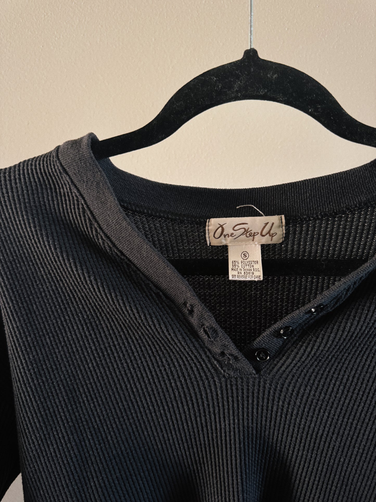 black waffle short sleeve top