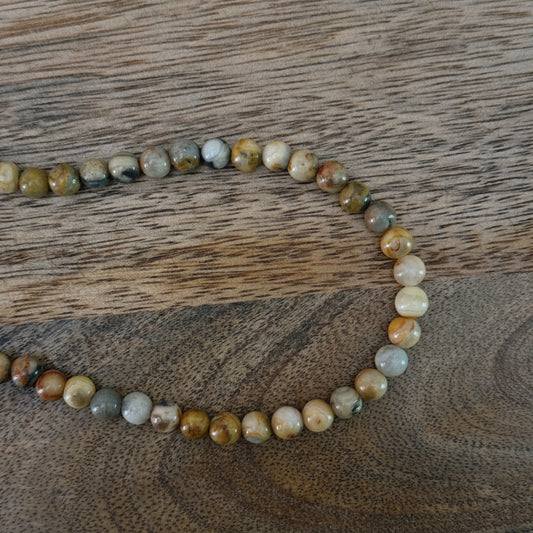 long multi color glass beaded necklace with 18k gold filled lobster clasp