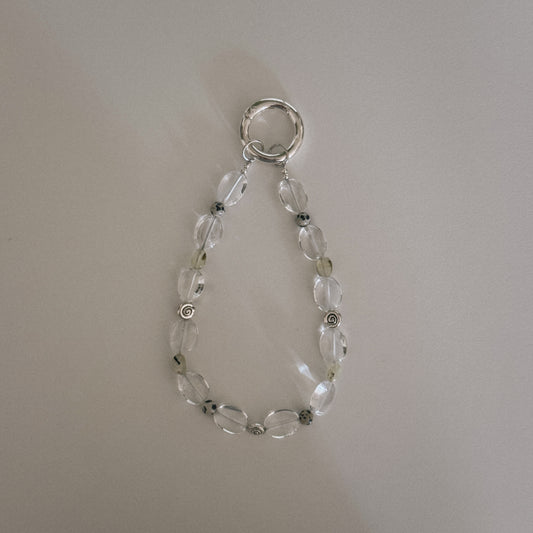 crystal, moss, dalmation & spiral keychain
