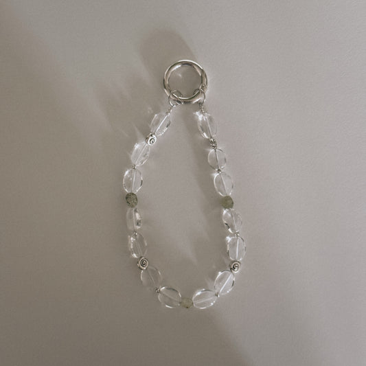 crystal, moss & spiral keychain