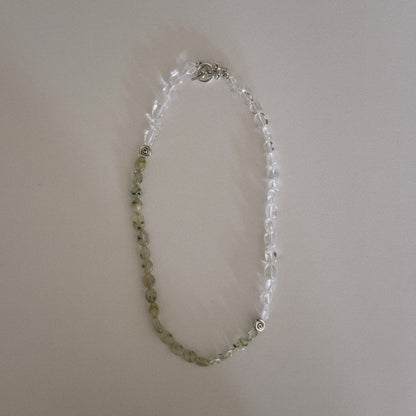 moss & rock crystal beaded necklace